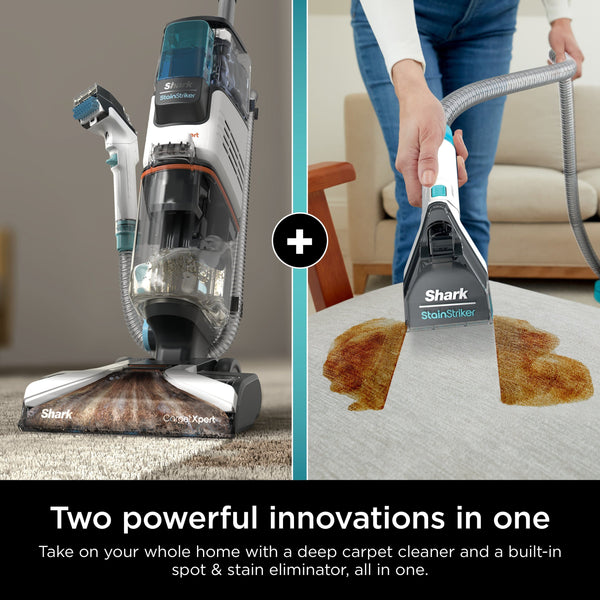 Shark - CarpetXpert with Stainstriker Technology Corded Upright Deep Carpet and Upholstery Cleaner with Built-in Spot Remover - White