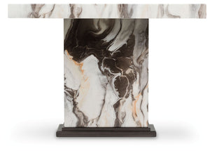 Jeshina - Mesa de comedor - Marrón oscuro / Beige