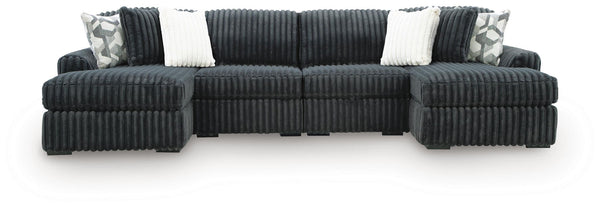 Midnight-Madness - Sectional - Gunmetal #4pc.doublechaisesectional