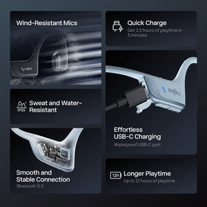 Shokz - OpenRun Pro 2 Mini Wireless Bone Conduction Open-Ear Bluetooth Sports Headphones - Sky Blue