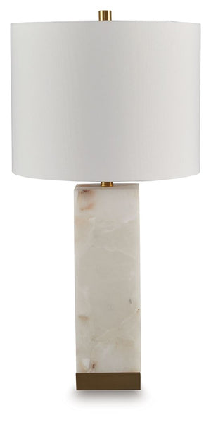 Linderfield - Lámpara de mesa de alabastro - Acabado blanco/dorado