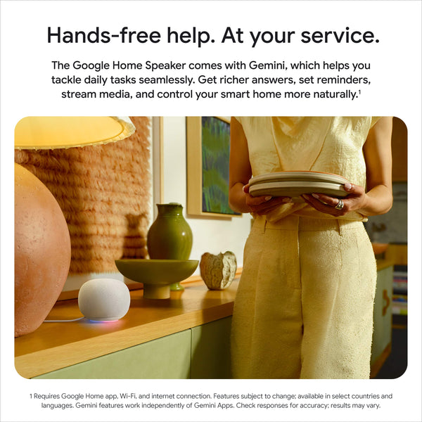 Google - Home Speaker - Smart Speaker with Gemini For Home Voice Assistant and 360-Degree Sound - Porcelain