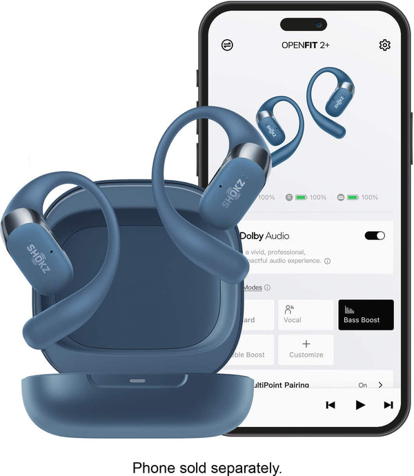 Shokz - OpenFit 2+ Open-Ear True Wireless Bluetooth Earbuds - Stone Blue