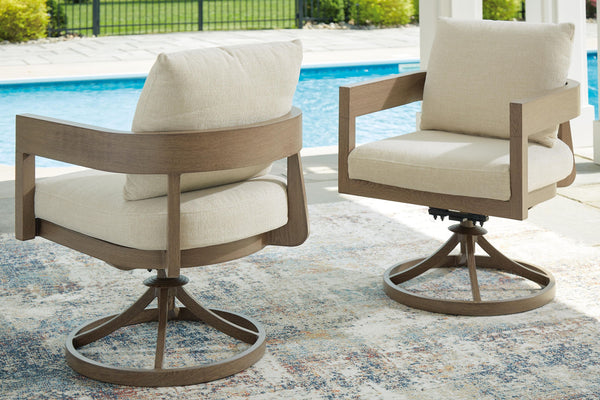 Serene Bay - Silla giratoria con cojín (juego de 2) - Marrón oscuro / Blanco
