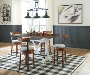 Valebeck - Counter Height Table Set #5pc.table,4swivelbarstools
