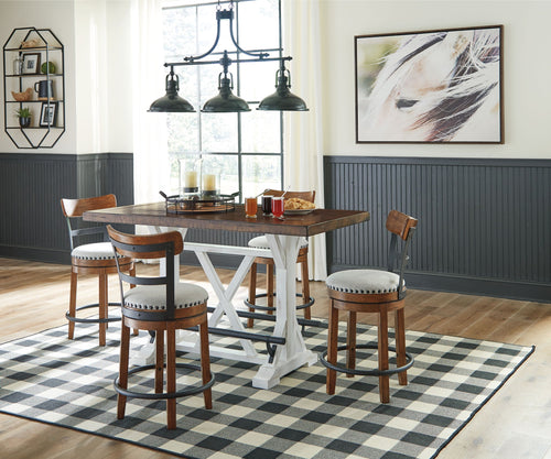 Valebeck - Counter Height Table Set #5pc.table,4swivelbarstools