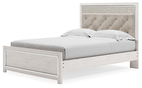 Altyra - Cama queen con paneles y somier de láminas - Blanca