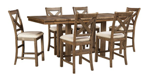 Moriville - Rectangular Dining Table Set - Counter Height #7pc.table,6barstools