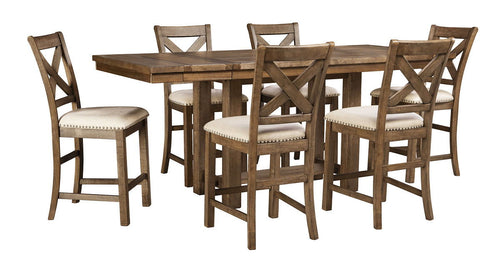 Moriville - Rectangular Dining Table Set - Counter Height #7pc.table,6barstools