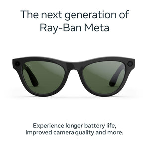 Ray-Ban Meta - Gafas Skyler (Gen 2) con IA de Meta, compatibilidad de audio, foto, video - Lentes verdes - Negro brillante