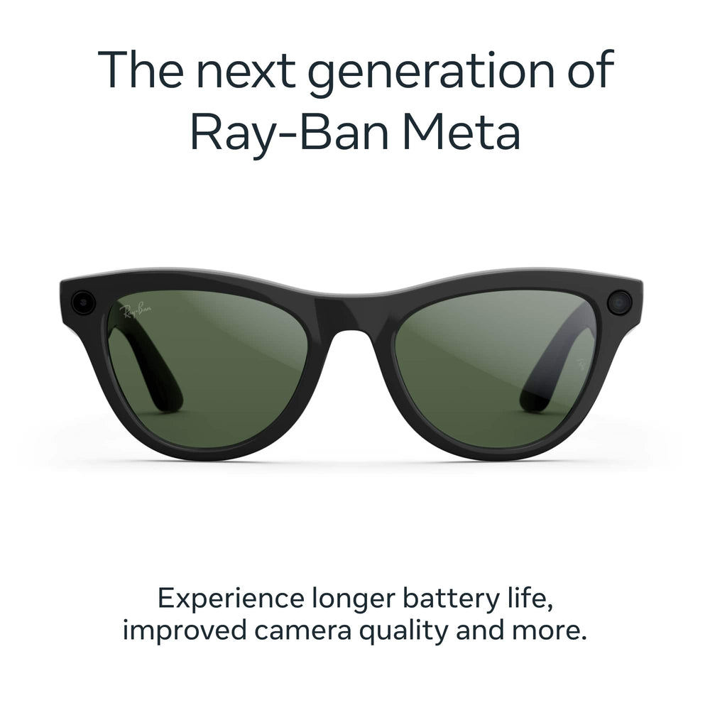 Ray-Ban Meta - Skyler (Gen 2) glasses with Meta AI, Audio, Photo, Video Compatibility - Green lenses - Shiny Black