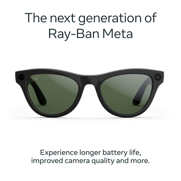 Ray-Ban Meta - Skyler (Gen 2) glasses with Meta AI, Audio, Photo, Video Compatibility - Green lenses - Shiny Black