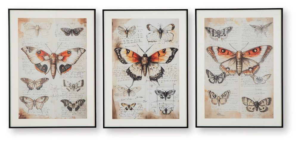 Jossletts - Set de Arte Mural (Juego de 3) - Naranja / Negro / Marfil