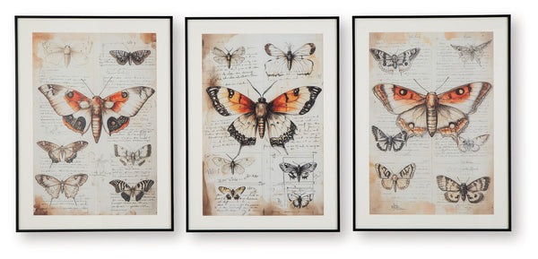 Jossletts - Set de Arte Mural (Juego de 3) - Naranja / Negro / Marfil
