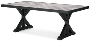 Beachcroft - Rectangular Dining Table With Umbrella Option - Black / Light Gray