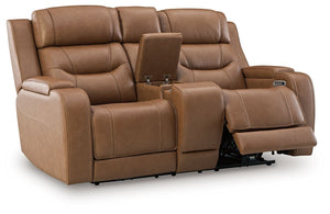 Knightington - Power Reclining Loveseat With Audio Seating #lightbrown
