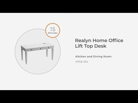 Realyn - Escritorio con parte superior elevable para oficina en casa - Blanco / Marrón