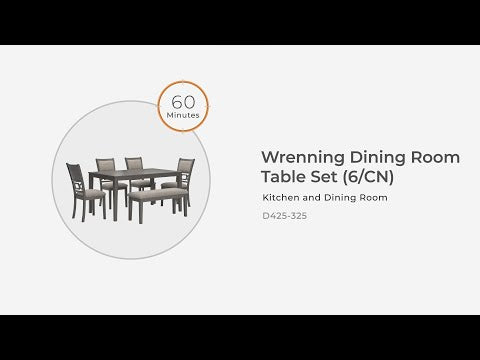 Wrenning - Juego de mesa de comedor (Set de 6) - Gris