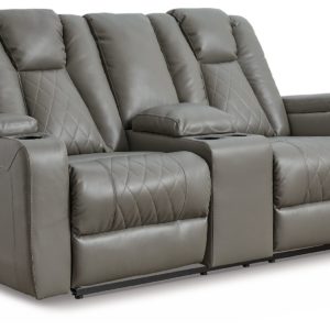 Mancin - Gray - Dbl Rec Loveseat W/Console