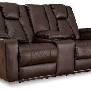 Mancin - Chocolate - Dbl Rec Loveseat W/Console