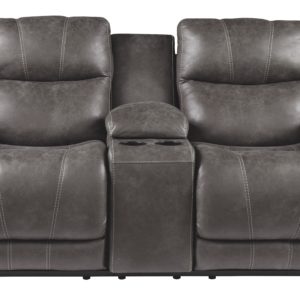 Erlangen - Dark Gray - Pwr Rec Loveseat/Con/Adj Hdrst