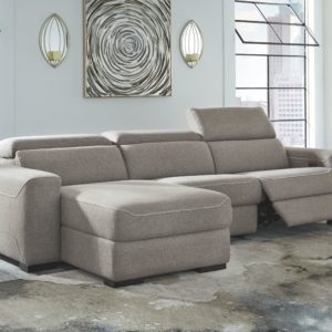 Mabton - Gray - Left Arm Facing Power Back Chaise 3 Pc Sectional