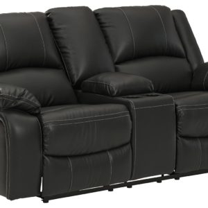 Calderwell - Black - Dbl Rec Pwr Loveseat W/Console