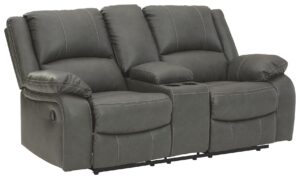 Calderwell - Gray - Dbl Rec Loveseat W/Console