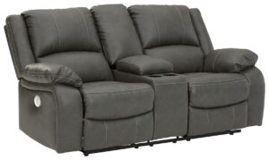 Calderwell - Gray - Dbl Rec Pwr Loveseat W/Console
