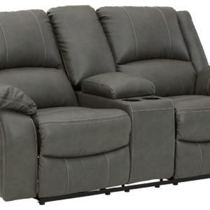 Calderwell - Gray - Dbl Rec Pwr Loveseat W/Console