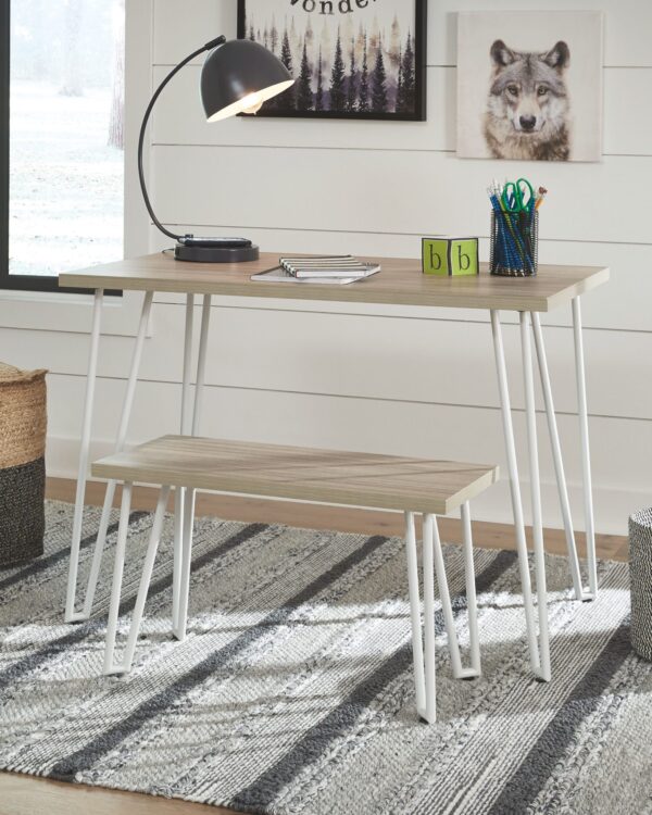 Blariden - Brown / White - Desk W/Bench