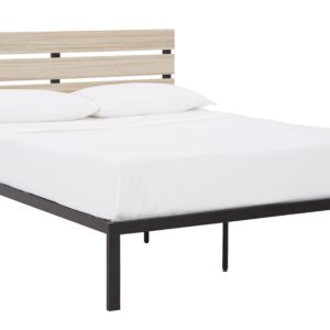 Waylowe - Natural / Black - Queen Platform Bed