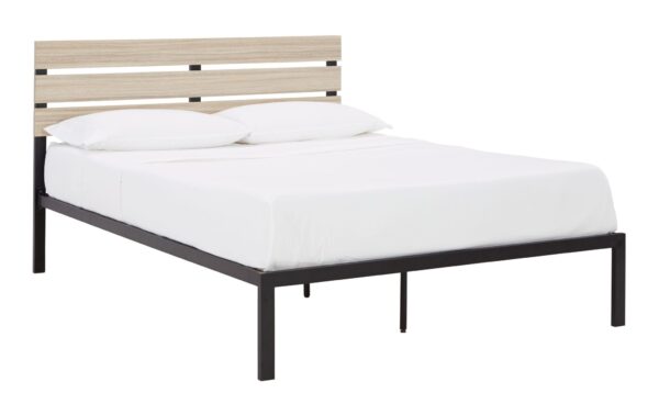 Waylowe - Natural / Black - Queen Platform Bed