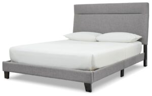 Adelloni - Gray - Queen Uph Hdbd/Ftbd/Roll Slats - Button Tufting