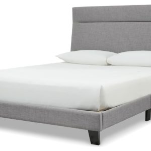 Adelloni - Gray - Queen Uph Hdbd/Ftbd/Roll Slats - Button Tufting