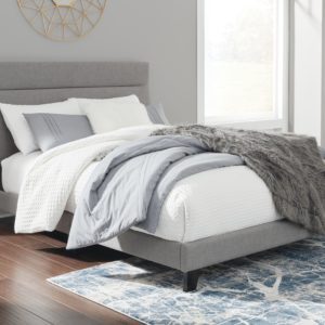 Adelloni - Gray - King Uph Hdbd/Ftbd/Roll Slats - Button Tufting