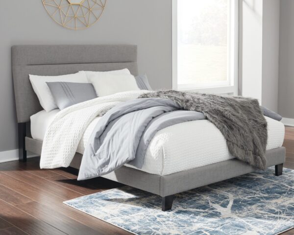 Adelloni - Gray - King Uph Hdbd/Ftbd/Roll Slats - Button Tufting