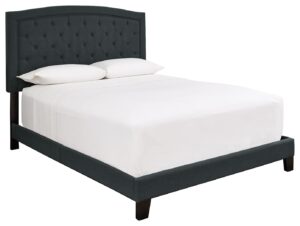 Adelloni - Charcoal - King Uph Hdbd/Ftbd/Roll Slats - Button Tufting