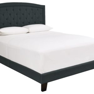 Adelloni - Charcoal - King Uph Hdbd/Ftbd/Roll Slats - Button Tufting