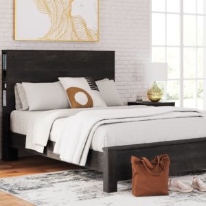 Toretto - Charcoal - Queen Panel Bookcase Bed