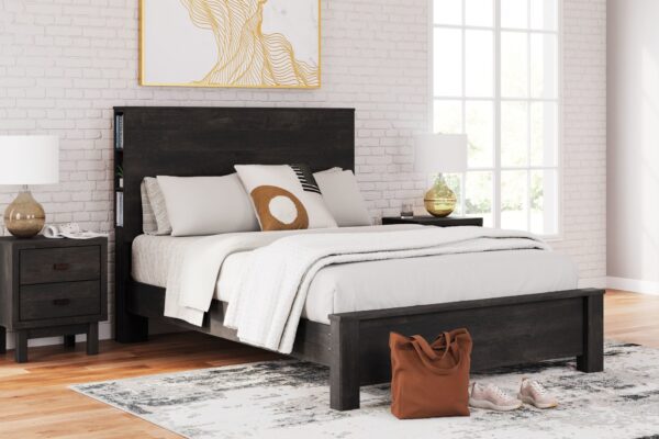 Toretto - Charcoal - Queen Panel Bookcase Bed