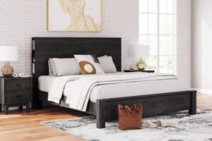 Toretto - Charcoal - King Panel Bookcase Bed