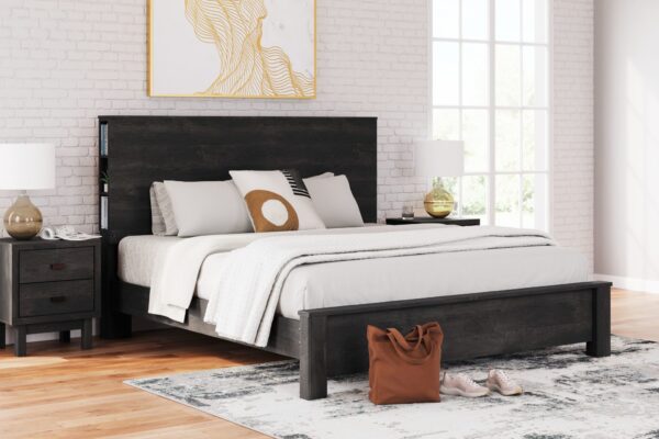 Toretto - Charcoal - King Panel Bookcase Bed
