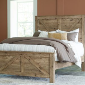 Shurlee - Light Brown - Queen Crossbuck Panel Bed