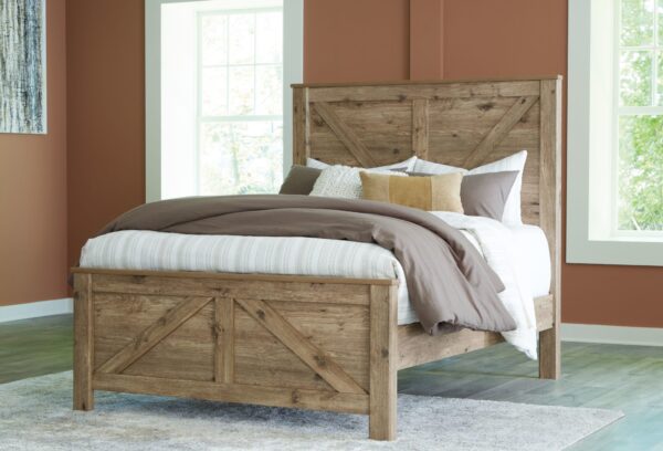Shurlee - Light Brown - Queen Crossbuck Panel Bed
