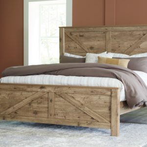 Shurlee - Light Brown - King Crossbuck Panel Bed