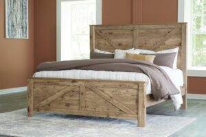 Shurlee - Light Brown - King Crossbuck Panel Bed