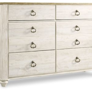 Willowton - Whitewash - Six Drawer Dresser