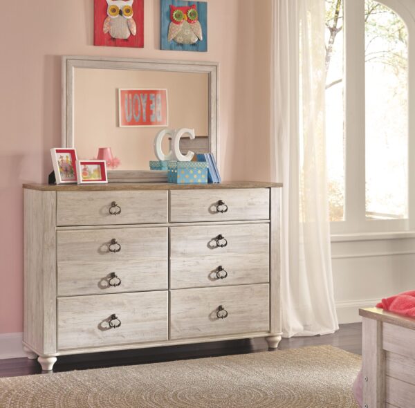Willowton - Whitewash - Youth Dresser, Mirror