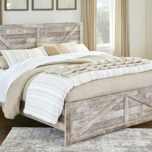 Hodanna - Whitewash - King Crossbuck Panel Bed